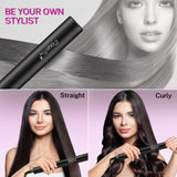 Hair Straightener, Magicfly 2 in 1 Flat Curling Iron Ceramic Tourmaline Ionic, Adjustable Temp, Instant Heat Fast, LCD Display, 360 Swivel Cord, Travel Size, Straight and Curl for All Hair Types