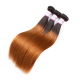 1B/30 Ombre Brazilian Hair Straight 3 Bundles Deals Color Black to Dark Brown 8A Silky Straight Human Hair Sew in Weave 10-26 Inch Unprocessed Hair (14"16"18")