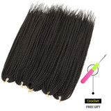 18inch Brown Box Braids Crochet Hair Medium Size Synthetic Hair Crochet Braids Kanekalon Braiding Hair Extensions 24 Strands/Pcs(#4)