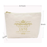 1970 50th Birthday Gift Cosmetics Bag with Zipper Cotton Canvas Makeup Pouches Travel Toiletry Bag for Woman 50th Anniversary Ideas for Her Wife Mom Friend Sister