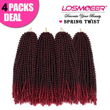 12 Inch Spring Twist Crochet Braids Bouncy Bomb Twist Crochet Hair Synthetic Twist Braids Ombre Colors Fluffy Braiding Hair Extension 4 Packs(30Strands/Pack,T1B/BUG#)