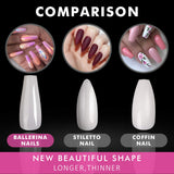 Fake Nails Clear Coffin Nails - Acrylic Nails Coffin Shaped Ballerina Nails Tips Ejiubas False Nails With Glue Set 500PCS Full Cover False Nails 4PCS Nail Glues 1PC Nail File With Case