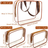 Clear Makeup Bags, APREUTY TSA Approved 6Pcs Cosmetic Makeup Bags Set Waterproof Clear PVC with Zipper Handle Portable Travel Luggage Pouch Airport Airline Bags Vacation Bathroom Organization (Coffee)