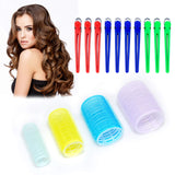 Self Grip Heatless Hair Rollers Set, Self Holding Hair Curlers Rollers and Multicolor Plastic Duck Teeth Bows Hair Clips for Beauty, Random Color Magic Curlers (20mm,28mm,36mm,44mm, 24 pcs)