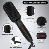 Beard Straightener w/FREE Beard Oil and Beard Balm for Men, Ceramic & Ionic Beard Straightening Comb, Fast Heated Hair Straightener Brush for Men&Women-Anti-Scald/LCD Display
