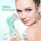 Facial Cleansing Brush, Waterproof Face Brush Skin Cleansing Scrub with 7 Heads, ETEREAUTY Spin Brush for Deep Cleansing Exfoliation, Facial Cleanser Brush for Massaging, Exfoliation,Peacock Green