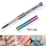 Shine Chance 100% Kolinsky Rainbow Rhinestone decorated in Handle Acrylic Brush Size 2#/4#/6#/8#/#10/#12/#14 Acrylic Brush Kolinsky Sable Nail Brushes (#14)