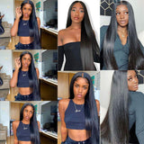 Brazilian Straight Human Hair Bundles with Closure (14 16 18+12 Inch) 10A Unprocessed Virgin Straight Hair Weave 3 Bundles with 4x4 Free Part Lace Closure (14 16 18+12)