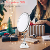 Givehooy Mirror 5X Magnifying Makeup Mirror with LED Light Vanity Mirror,Travel Home Bathroom for Wall Mount 360 Degree Swivel Adjust Flexible gooseneck Glue Pad Suction Cup Portable Cordless Mirror