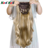 24" Long Straight Wavy Clip in Half Head Tied Wig Blonde Synthetic Hair Extensions For Women 210g 8-22#