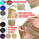 22"/24" Curly Straight Invisible Hidden Wire Synthetic Hair Extensions Secret Wire No Clips Full Thick Hairpieces