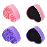 Silicone Makeup Brush Cleaner, Cleaning Mat with Color Removal Sponge Easily Clean Brushes or Switch Cosmetic Brush Color