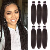 Ding Dian Pre Stretched Braiding Hair 20"-6 Packs Braid Synthetic Hair Hot Water Setting Braiding Hair Yaki Texture Hair Extensions (6pcs 4#)