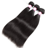 CYNOSURE Straight Brazilian Hair 3 Bundles Grade 9a Unprocessed Straight Human Hair Extensions Natural Black (14 16 16inches)