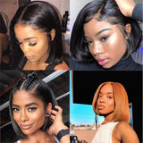 Short Bob Wigs Straight Lace Front Wigs Human Hair for Black Women 8 Inch 4x4 Lace Closure Bob Wigs Middle Part 130% Density (8, Straight bob wig)