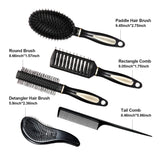 5 Pieces Hair Brush Set Detangling Brush Paddle Brush Round Hair Brush Tail Comb Wet Dry Brush for Women Men Hair Styling (Black)