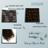 Vivien Brown Clip in Wavy Hair Extensions 12 inch Dark Brown Curly Clip in Remy Human Hair Natural Wave Full Head Brown Clip on Hair Extensions Real Human Hair for Black Women 7pcs 70g