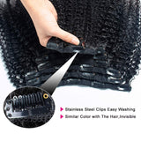 Brazilian Kinky Curly Clip in Human Hair Extensions 7pcs 25clips 125 Gram 14'' Curly Brazilian Virgin Hair Afro Kinky Clip in Hair Extensions (14 Inch)