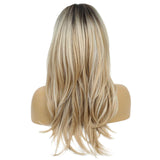 HAIRCUBE Long Layered Synthetic Hair Wigs for Women Blonde with Dark Roots
