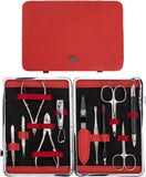3 Swords Germany - brand quality 11 piece manicure pedicure grooming kit set for professional finger & toe nail care scissors clipper genuine leather case in gift box, Made in Solingen Germany (03669)