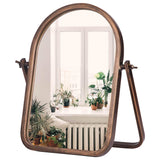 Geloo Vintage Table Desk Mirror-10“ Bronze Metal Framed Standing Mirror 360 Degree Adjustable Swivel for Tabletop, Countertop, Bedroom,Bathroom,Antique,Dressing Table