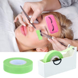 10 Rolls Eyelash Extension Tape Breathable Lash Tape Beauty Eyelash Tape Fabric Tape, 2 Pieces Silicone Eyelash Pad with Tape Cutter Dispenser for Eyelash Extension Supply (Pink, Green)