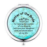 Mother of The Bride and Mother of The Groom Mirror, Engraved Turquoise Stone Wedding Keepsake Gift,Engagement Gifts for Mother in Law,2pcs（My Dream）