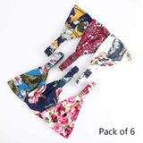 Catery Boho Headbands Stylish Floal Style Headband Headpiecce Bohemia Head Wrap Hair Band Cotton Elastic Fabric Hairbands Fashion Hair Accessories for Women and Girls(Pack of 6)