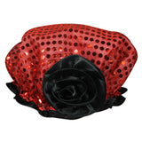 Kella Milla Stylish Satin Shower Cap, Red Glitter/Black Rose