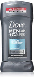 Dove Men + Care Antiperspirant - Clean Comfort - Non-Irritant - Net Wt. 2.7 OZ (76 g) Per Stick - Pack of 3 Sticks