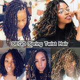 Spring Twist Crochet Hair 8 Inches Bomb Twist Curly Crochet Hair For Black Women Nubian Twist Braiding Hair Extension Fluffy Twist Crochet Hair Braids Ombre Natural Black to Dark Blonde 5 Pack 500g