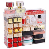 V-HANVER Multifunctional Acrylic Makeup Organizer Holder Countertop Vanity Storage Stand for Lipstick Eyeshadow Palette Perfume and More
