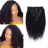 Dosacia 18Inch 120g Kinky Curly Human Hair Clip in Hair Extensions Natural Black 3C 4A Hair for Black Women 8pcs 18 Clips Real Human Hair Extensions(18inch, Kinky Curly)