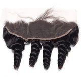 100% Hand Tied Loose Wave Lace Frontal With Baby Hair Lace Closure 13x4 Ear To Ear Brazilian Virgin Hair Free Part Lace Closure Natural Color 12 inch