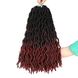 18 inch Wavy Faux Locs Crochet Hair 6PCS Gypsy Locs 3 Tone Ombre Curly Goddess Locs Crochet Twist Braiding Hair Extensions Braids Dreadlocks 24Roots/PCS (0M1B/99j/530#)