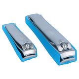 Nippes Stainless Steel Nail Clipper Manicure Set for Fingernails, Toenails, and Cosmetics - Quality Handmade in Solingen Germany - Professional Grade - Ergonomic Hand Grip & Nail Catcher [2 Pack] BLUE