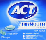 ACT Dry Mouth Lozenges With Xylitol 18 Count (Pack of 6) Soothing Mint