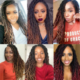 Wavy Gypsy Locs Ombre Crochet Hair 18" 6 Packs/Lot Godness Faux Locs 100% Kanekalon Fiber African Roots Dreadlocs Curly Synthetic Braiding Hair Hair Extensions (T1B/30/27#, 18 inch)