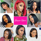 13x4 Lace Front Bob Wigs Human Hair Wigs Brazilian Human Hair Lace Frontal Wigs Natural Color Short Bob Wigs For Black Women (14Inch)
