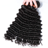 ANGIE QUEEN Peruvian Virgin Hair Deep Wave 3 Bundles 12 12 14 inch 100% Unprocessed Human Hair Weave Extensions Natural Black Color (100+/-5g)/bundle Can be Dyed and Bleached