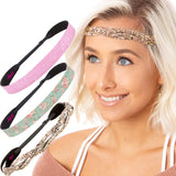 Hipsy Cute Adjustable No Slip Fashion Headbands Hairband Multi Pack for Women Girls & Teens (Rose Gold & Floral Gift 3pk)