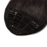 Clip in Bangs 100% Human Hair with Temples Thick Blunt Cut Clip on Human Hair Fringe for Women #1B Natural Black