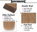 s-noilite Clip in Human Hair Extensions 100% Real Remy Thick True Double Weft Full Head 8 Pieces 18 Clips Straight Silky (20 Inch - 150g,Golden Brown (#12))