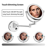 BRIGHTINWD 5X LED Wall Mounted Makeup Mirror with Dimmable Lights and Switch Magnifying Wall Bathroom Mirror Touch Screen Power by Plug