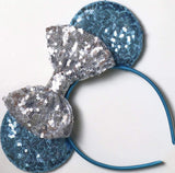 CLGIFT Cinderella Inspired Minnie Mouse Ears, Blue Mickey Mouse Ears, Princess Ears, Cinderella Minnie Ears, Rainbow Sparkle Mouse Ears,Classic Red Sequin Minnie Ears (Cinderella)