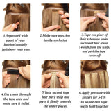 Labeh 14 inch Tape in Human Hair Extensions Ombre Dark Brown Highlighted Light Brown 20 Pieces 50g Per Pack Remy Human Hair Double Sided Tapes in Hair Extensions