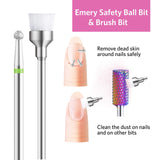 Tungsten Carbide Electric Nail Drill Bits Set for Acrylic Nails 3/32”, Emery Safety Professional Cuticle Diamond Bits for Manicure Efile, 7 Pieces Acrylic Gel Nail Kits Nail Art Salon Tools Home Use