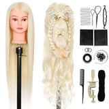 Cosmotologist Doll head for Hair Styling 26 inch Mannequin Head with Hair Doll Head Styling 50% Real Hair Dolls to Practice Braiding Training Head Cosmetology Doll Manikin Head with Clamp + Braid Set