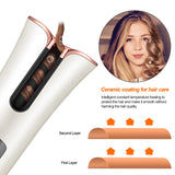 Cordless automatic Hair Curler, professional ceramic coating for hair care,Portable rechargeable ceramic automatic curling styling device,adjustable temperature and timer.styling tool gift(Wihte)