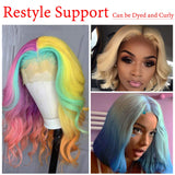 613 Human Hair Wigs Blonde Lace Front Short Bob Wig for Black Women Middle Part Glueless 13x1x4 Lace Frontal Wigs Bleached Knots Pre Plucked With Elastic Bands 10 inch
